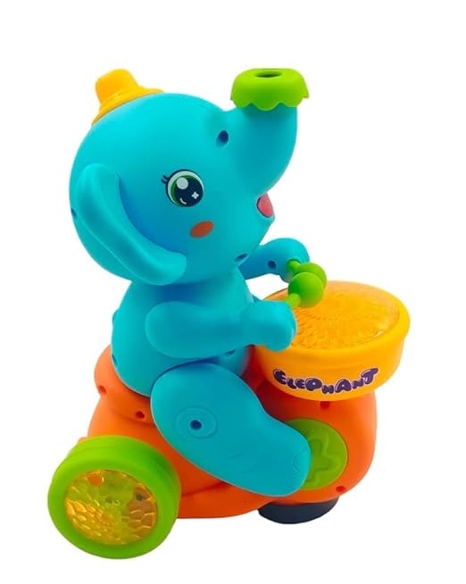 Elephant Musician Toy with Levitation Ball on Nose Along with Dazzling Light Drum Sound Music and Elephant Sound for Baby Toys and Toys for Boy Girl Multicolor