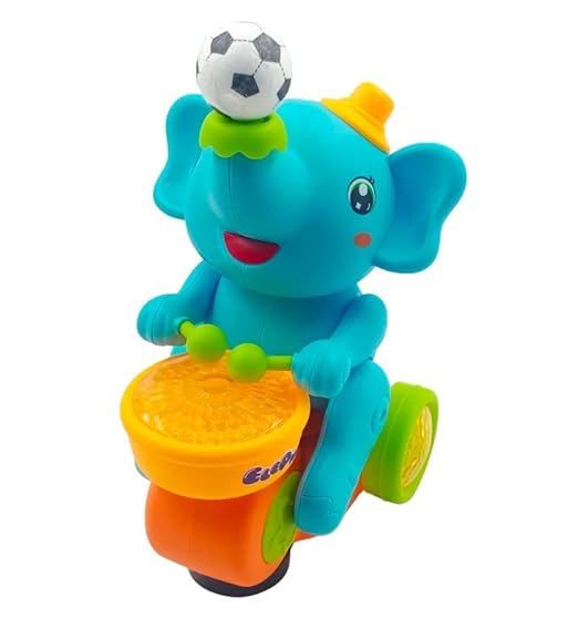 Elephant Musician Toy with Levitation Ball on Nose Along with Dazzling Light Drum Sound Music and Elephant Sound for Baby Toys and Toys for Boy Girl Multicolor