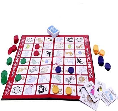 Sequence for Kids 2 to 4 Players Board Game Accessories Board Game,Multicolor