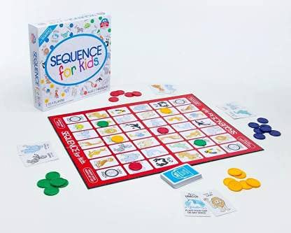 Sequence for Kids 2 to 4 Players Board Game Accessories Board Game,Multicolor