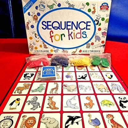 Sequence for Kids 2 to 4 Players Board Game Accessories Board Game,Multicolor