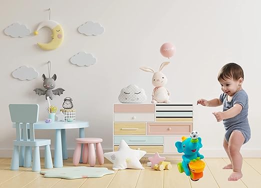 Elephant Musician Toy with Levitation Ball on Nose Along with Dazzling Light Drum Sound Music and Elephant Sound for Baby Toys and Toys for Boy Girl Multicolor