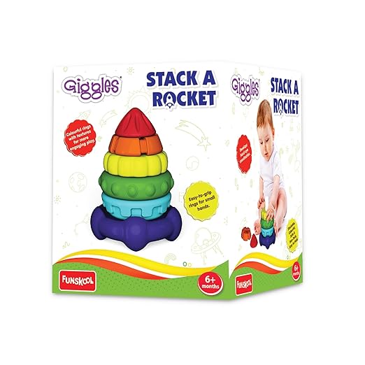 Stack A Rocket, Nesting & Stackable Textured Toy for Kids, Encourages Learning & Development, Fun Activity for Babies, Gift Set for Kid, Age 6+ Months