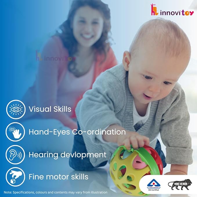 Biggie Ball Rattle Toy for New Born, 0-12 Months, Safe Non Toxic