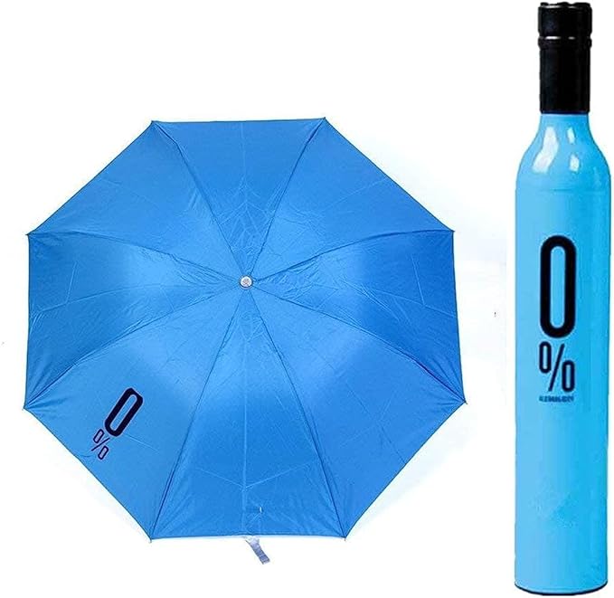 Bottle Shape Mini Compact Foldable Umbrella with Plastic Case Manual lift Folding Portable Umbrella with Bottle Cover for UV Protection & Rain (Multi Color, Pack of 1)