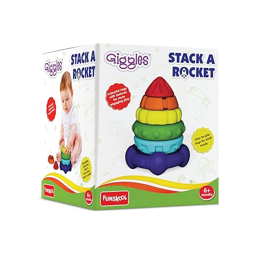 Stack A Rocket, Nesting & Stackable Textured Toy for Kids, Encourages Learning & Development, Fun Activity for Babies, Gift Set for Kid, Age 6+ Months