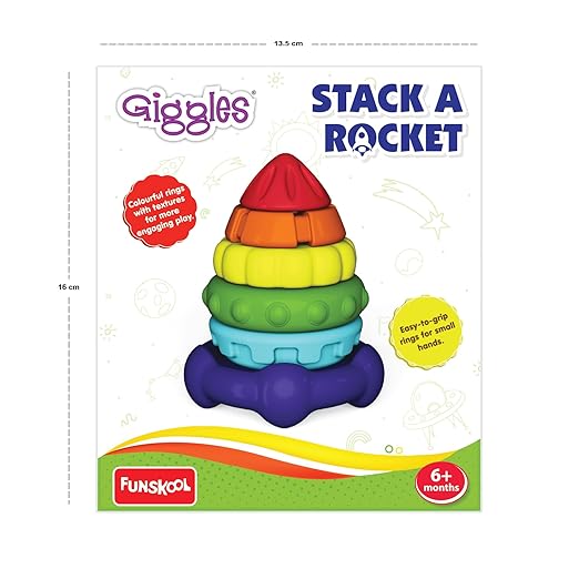 Stack A Rocket, Nesting & Stackable Textured Toy for Kids, Encourages Learning & Development, Fun Activity for Babies, Gift Set for Kid, Age 6+ Months