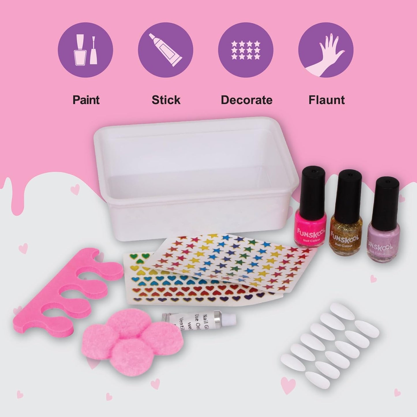 Nail Art, Parlour Set, DIY Kit, Art and Craft Set for Kids, Learning, Fun & Engaging Activity for Childrens, Multicolour, Gift Set for Kids, Age 6+ Years