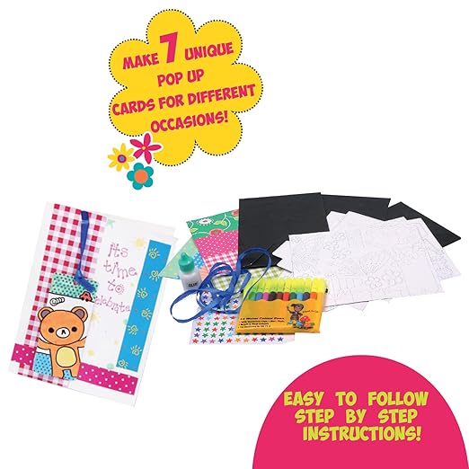 Pop Up Greeting Cards Making Kit, DIY Kit, Art and Craft Set for Kids, Learning, Fun & Engaging Activity for Childrens, Multicolour, Gift Set for Kids, Age 7+ Years
