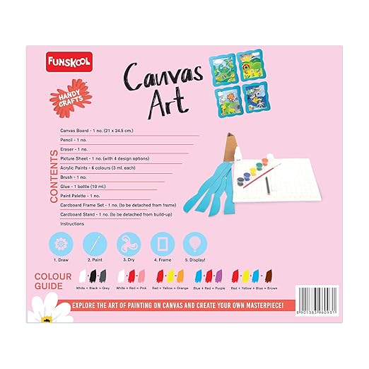 Canvas Art, Painting Kit, DIY Kit, Art and Craft Set for Kids, Learning, Fun & Engaging Activity for Childrens, Multicolour, Gift Set for Kids, Age 6+ Years
