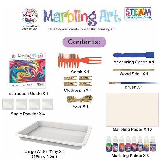 Marbling Art & Craft Magic Paint Kit, Water Marbling Kit for Kids, Craft Kits & Supplies, STEAM Powered DIY Creative Activity Toys for 5+ Year Old