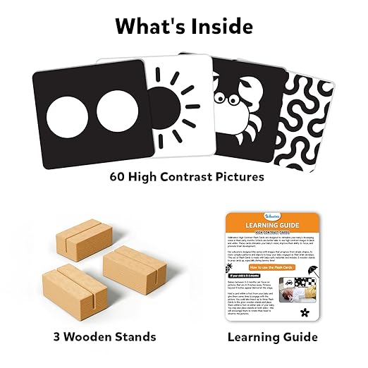 Skills Flash Cards for Babies & Infants - High Contrast, 60 Pictures, Visual Stimulation & Sensory Development, Travel Friendly, Gifts for Infants 0 to 12 Months Kids