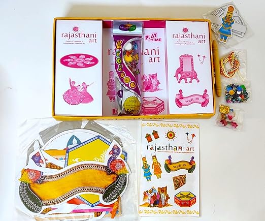 Rajasthani Art Craft Board Kit, Drawing Painting Kit with Paint and Color for Kids