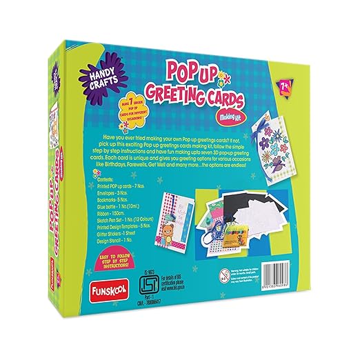 Pop Up Greeting Cards Making Kit, DIY Kit, Art and Craft Set for Kids, Learning, Fun & Engaging Activity for Childrens, Multicolour, Gift Set for Kids, Age 7+ Years