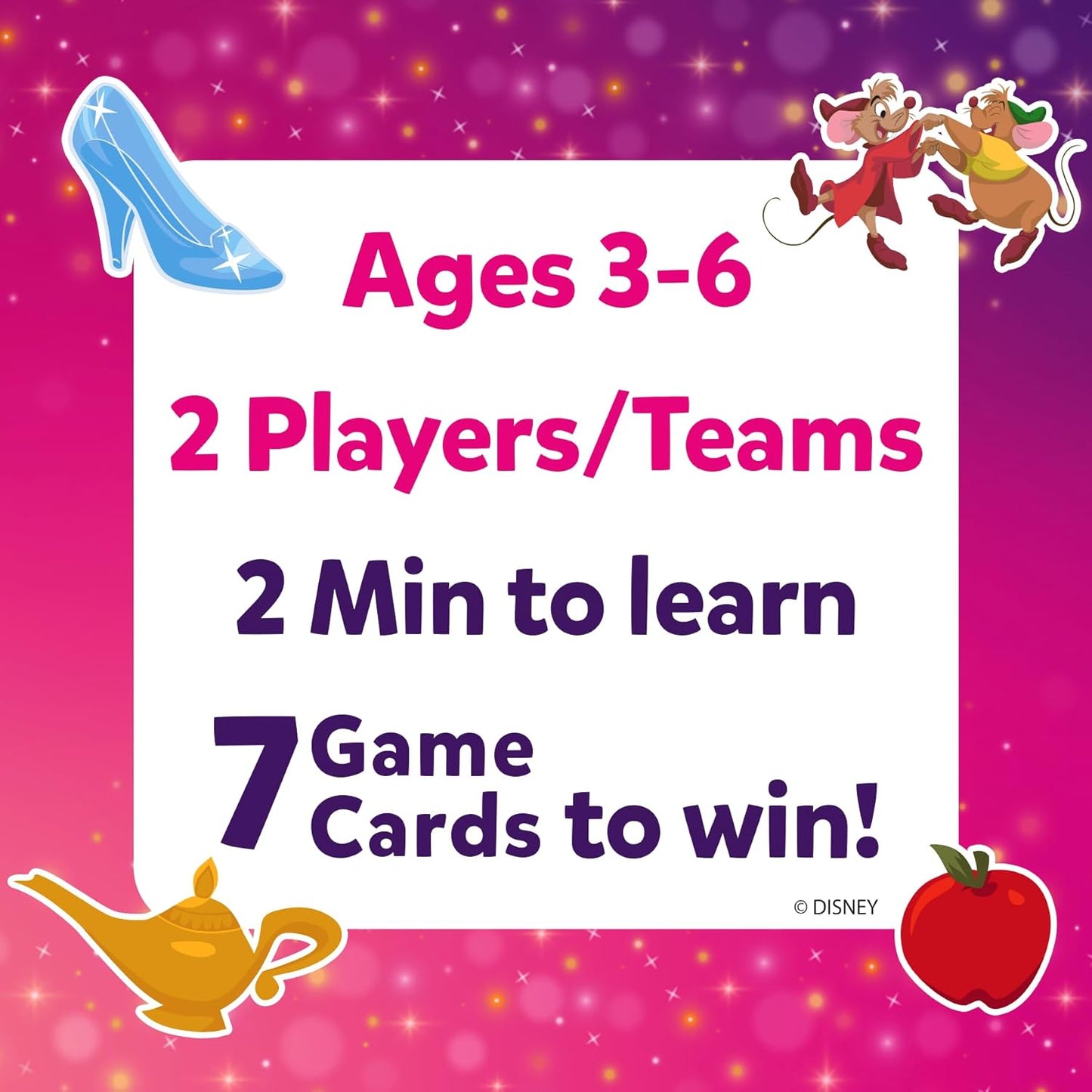 Guess in 10 Junior Disney Princess for Kids, Girls, Boys Who Love Card Games, Board Games, Cinderella, Ariel, Jasmine, Gifts for Ages 3, 4, 5, 6, Travel Friendly