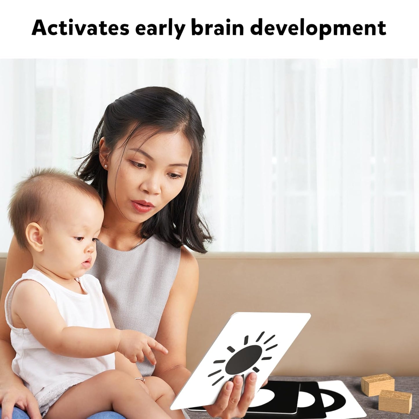 Skills Flash Cards for Babies & Infants - High Contrast, 60 Pictures, Visual Stimulation & Sensory Development, Travel Friendly, Gifts for Infants 0 to 12 Months Kids