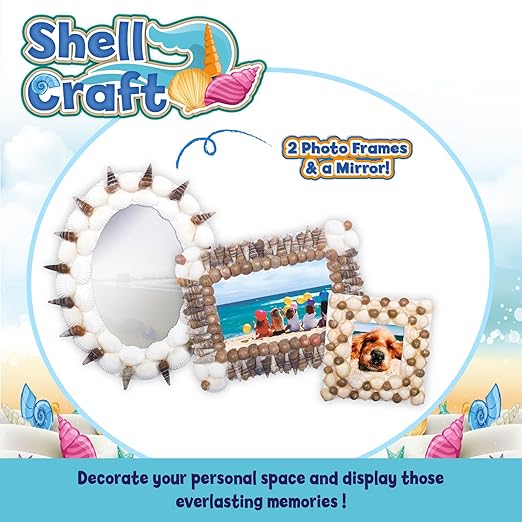 Handycrafts Shell Craft, Create Gifts, personallised Frames, Toys for Kids, Art and Craft Kit, DIY Kit for Kids, Ages 5 Years and Above, Multicolour
