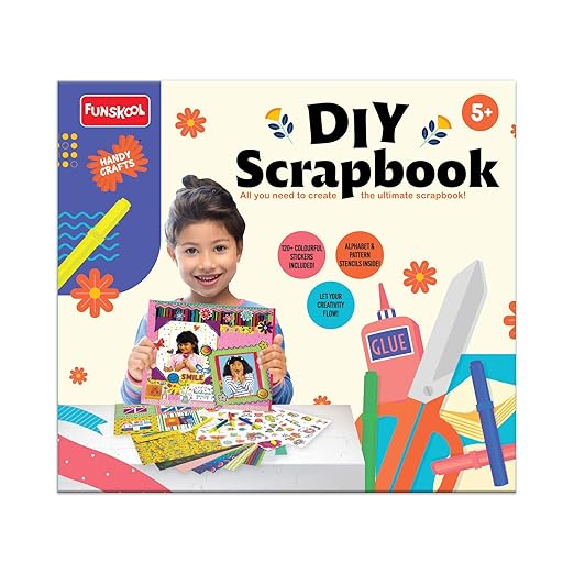 Scrapbook Kit, Stick, Sketch, Design & More, DIY Kit, Art and Craft Set for Kids, Learning, Fun & Engaging Activity for Childrens, Gift Set for Kid, Age 5+ Years
