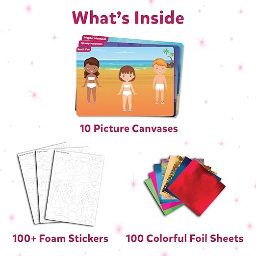 Foil Fun - Dress Up, No Mess Art for Kids, Craft Kits & Supplies, DIY Creative Activity, Travel Toys, Gifts for Girls & Boys Ages 4, 5, 6, 7, 8, 9, Travel Toys,Multicolor