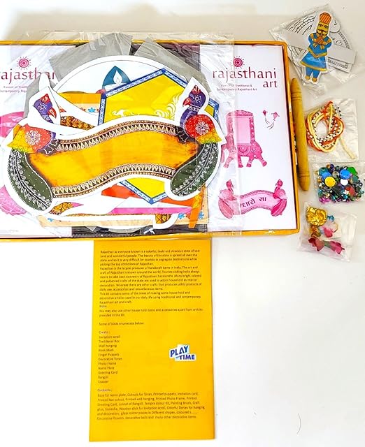 Rajasthani Art Craft Board Kit, Drawing Painting Kit with Paint and Color for Kids