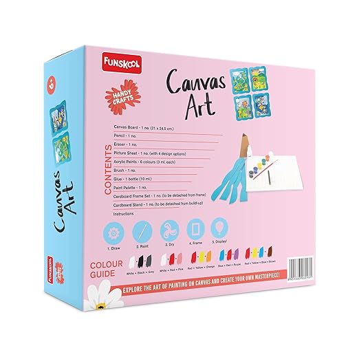 Canvas Art, Painting Kit, DIY Kit, Art and Craft Set for Kids, Learning, Fun & Engaging Activity for Childrens, Multicolour, Gift Set for Kids, Age 6+ Years