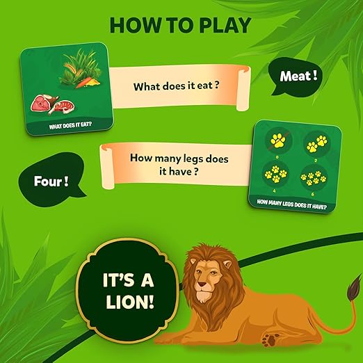 Guess in 10 Junior World of Animals, Gifts for Kids, Boys, Girls Who Love Board Games, Card Games, Educational Toys, Travel Game for Ages 3, 4, 5, 6