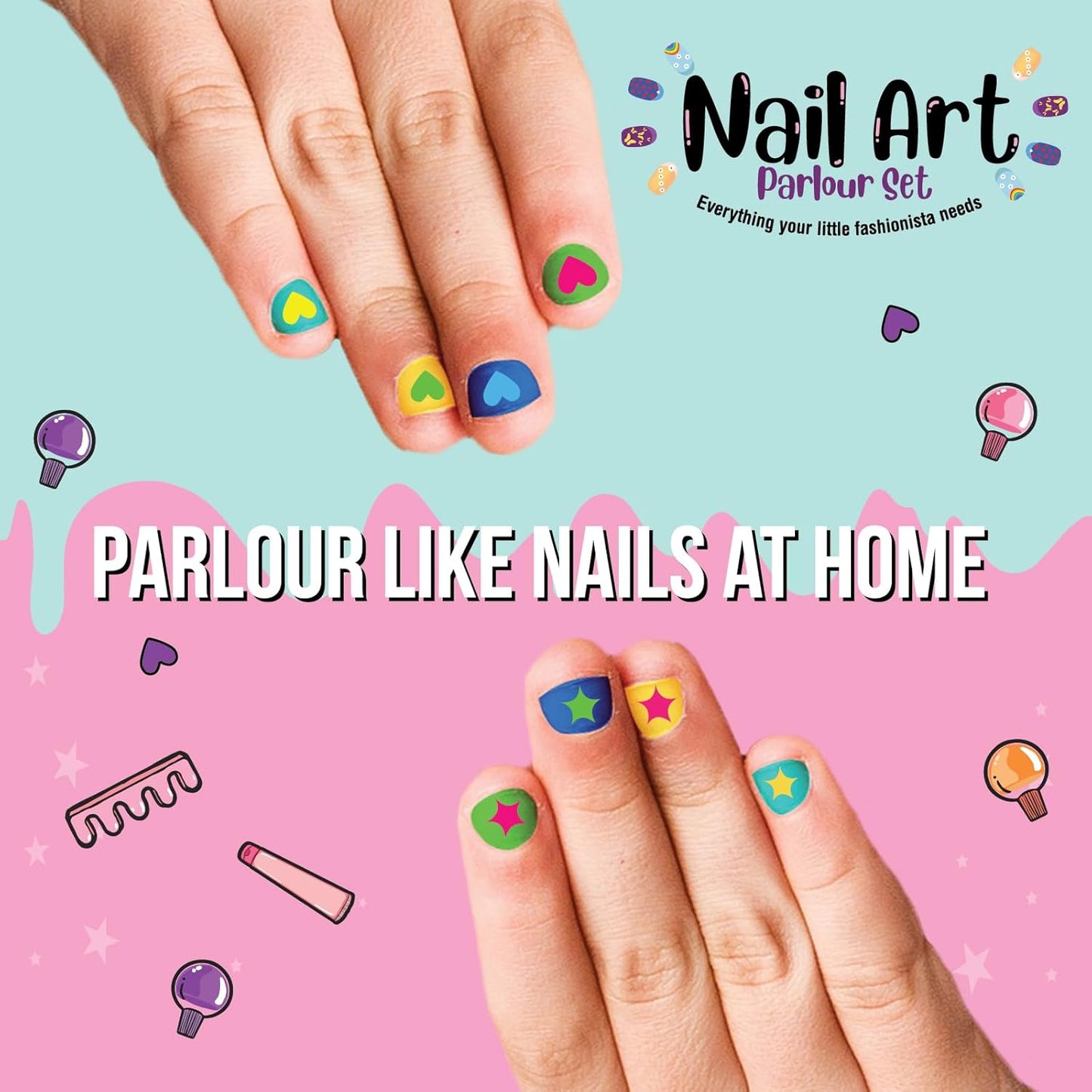Nail Art, Parlour Set, DIY Kit, Art and Craft Set for Kids, Learning, Fun & Engaging Activity for Childrens, Multicolour, Gift Set for Kids, Age 6+ Years