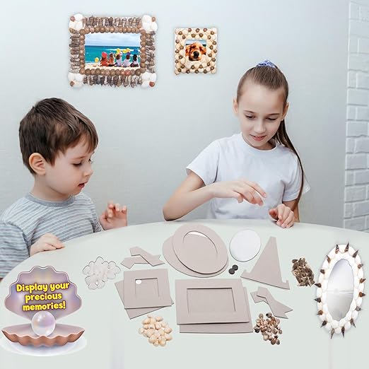 Handycrafts Shell Craft, Create Gifts, personallised Frames, Toys for Kids, Art and Craft Kit, DIY Kit for Kids, Ages 5 Years and Above, Multicolour