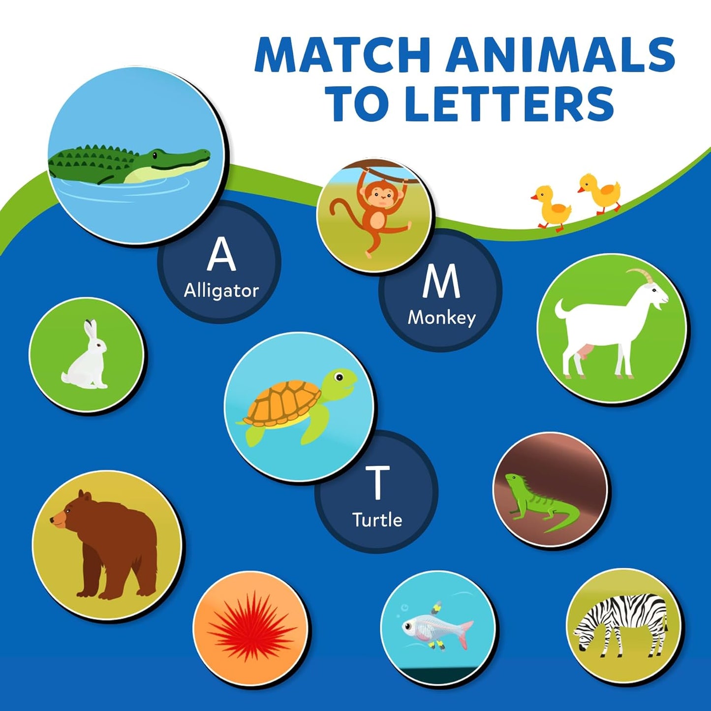 Magnetic Matching Activity - Letters, Numbers & Animals, Preschool Learning Toy & Game for Kids, 35+ Magnetic Pieces, Gifts for Boys & Girls Ages 3, 4, 5, 6