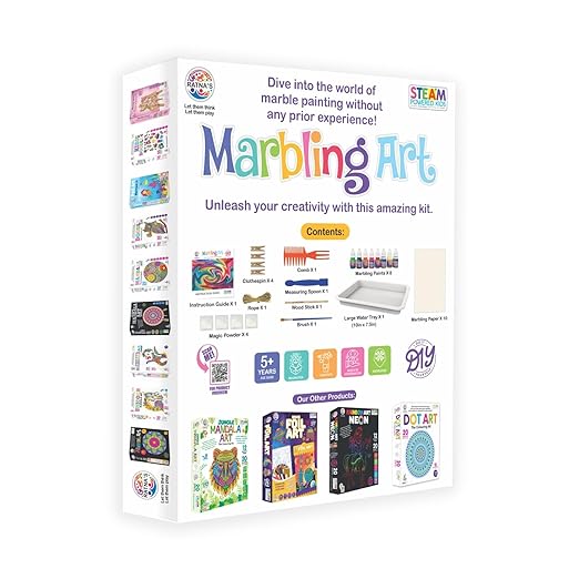 Marbling Art & Craft Magic Paint Kit, Water Marbling Kit for Kids, Craft Kits & Supplies, STEAM Powered DIY Creative Activity Toys for 5+ Year Old