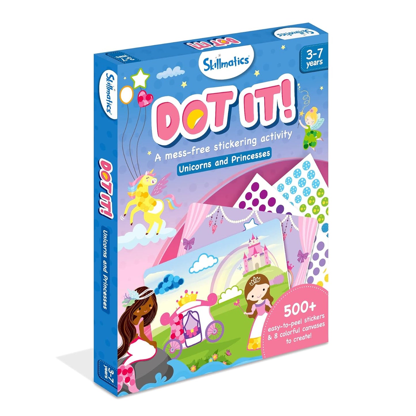 Dot It Sticker Art Activity - Unicorns & Princesses, Mess-Free Fun for Kids, 500+ Stickers, Craft Kits, DIY Activity, Travel Toys, Gifts for Boys & Girls Ages 3, 4, 5, 6, 7