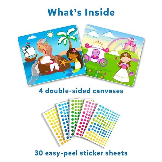 Dot It Sticker Art Activity - Unicorns & Princesses, Mess-Free Fun for Kids, 500+ Stickers, Craft Kits, DIY Activity, Travel Toys, Gifts for Boys & Girls Ages 3, 4, 5, 6, 7