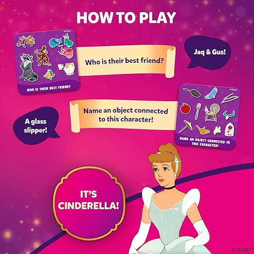Guess in 10 Junior Disney Princess for Kids, Girls, Boys Who Love Card Games, Board Games, Cinderella, Ariel, Jasmine, Gifts for Ages 3, 4, 5, 6, Travel Friendly