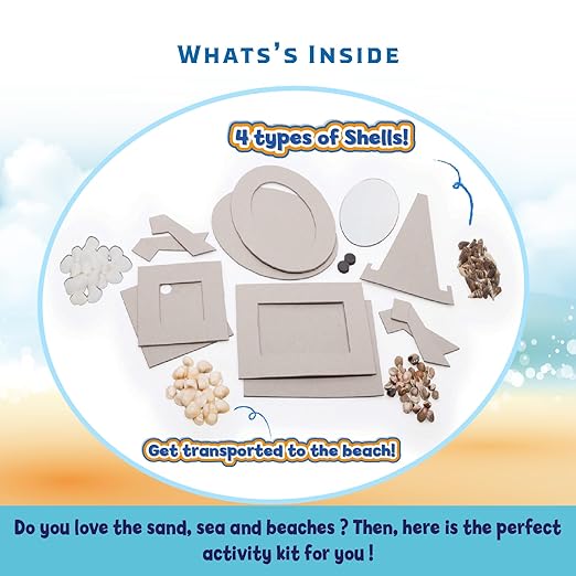 Handycrafts Shell Craft, Create Gifts, personallised Frames, Toys for Kids, Art and Craft Kit, DIY Kit for Kids, Ages 5 Years and Above, Multicolour