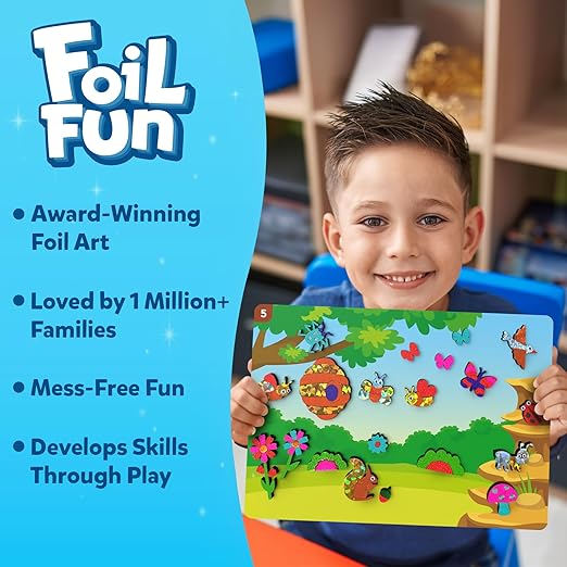 Foil Fun - Bugs & Butterflies, No Mess Art for Kids, Craft Kits & Supplies, DIY Creative Activity, Travel Toys, Gifts for Boys & Girls Ages 4, 5, 6, 7, 8, 9