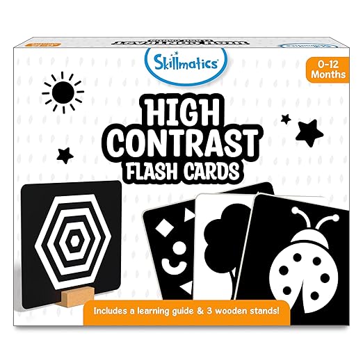 Skills Flash Cards for Babies & Infants - High Contrast, 60 Pictures, Visual Stimulation & Sensory Development, Travel Friendly, Gifts for Infants 0 to 12 Months Kids