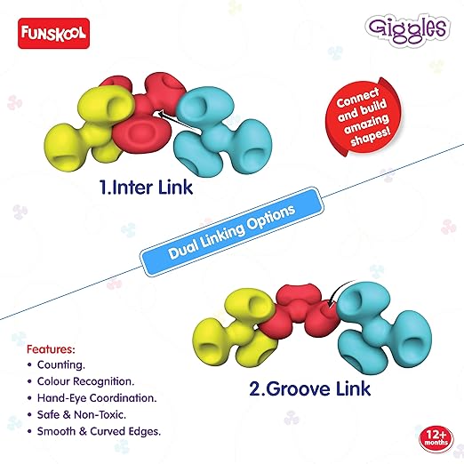 Ever Links - 13pcs, Multi-Coloured Interlocking Learning Educational Toy, Toy for Toddlers, 1 Year and Above, Colourful and Creativity, Safe Material, 13 Pieces Ever Links