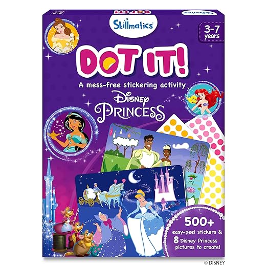 Dot It Sticker Art Activity - Disney Princess, Mess-Free Fun for Kids, 500+ Stickers, Craft Kits, DIY Activity, Travel Toys, Gifts for Boys & Girls Ages 3, 4, 5, 6, 7