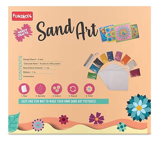Sand Art Kit, 6 Different Designs, DIY Kit, Art and Craft Set for Kids, Learning, Fun & Engaging Activity for Childrens, Multicolour, Gift Set for Kids, Age 5+ Years