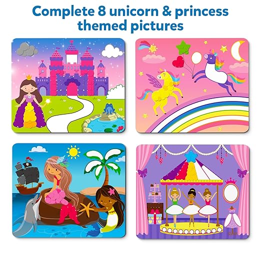 Dot It Sticker Art Activity - Unicorns & Princesses, Mess-Free Fun for Kids, 500+ Stickers, Craft Kits, DIY Activity, Travel Toys, Gifts for Boys & Girls Ages 3, 4, 5, 6, 7