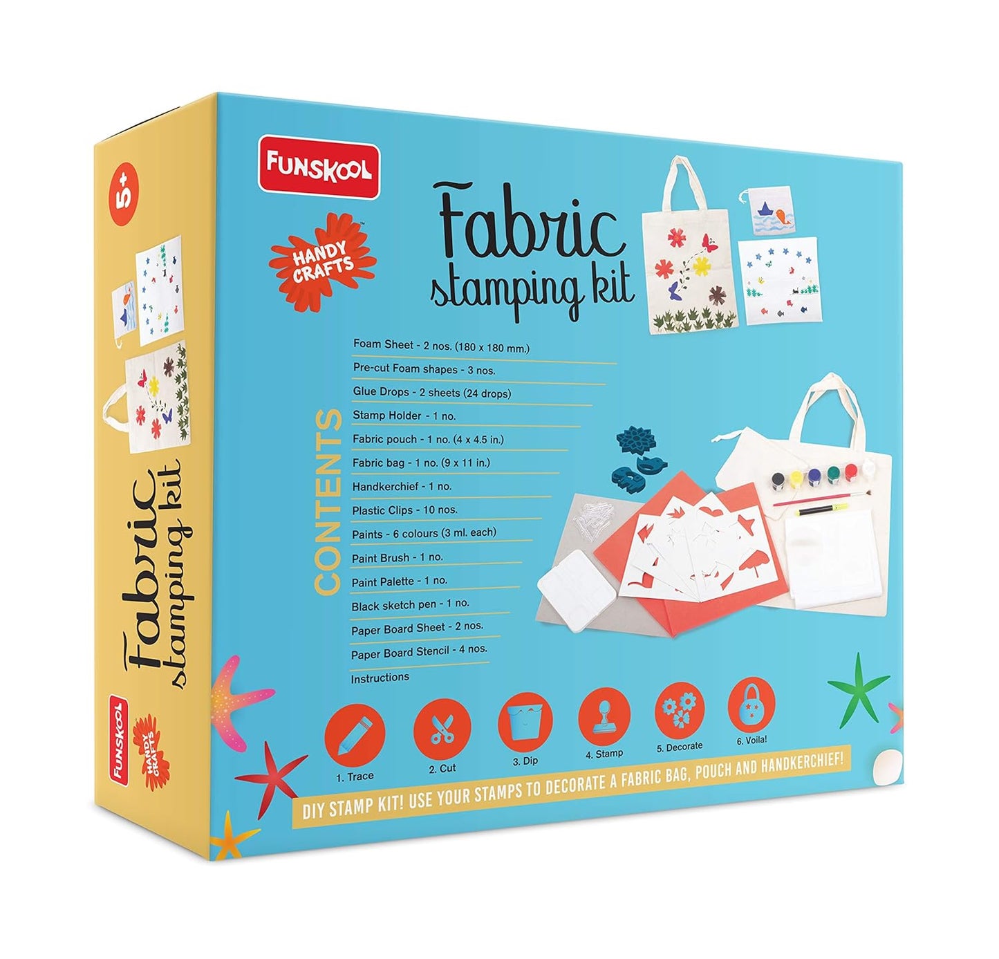 DIY Stamping Kit, Block Printing Kit, 5 Years +, Fabric Stamping Kit - Multicolor