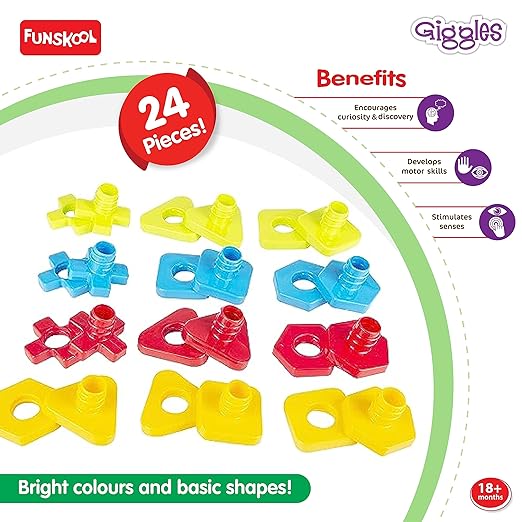 Nuts And Bolts,Interlocking Educational Blocks,Shape&Colours,18 Months&Above,Infant And Preschool Toys,Multicolor