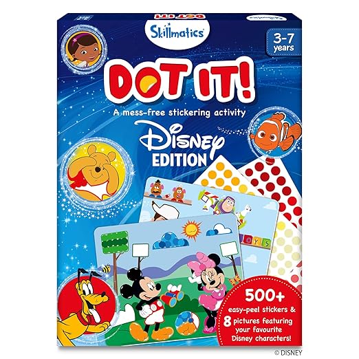 Dot It Sticker Art Activity - Disney, Mess-Free Fun for Kids, 500+ Stickers, Craft Kits, DIY Activity, Travel Toys, Gifts for Boys & Girls Ages 3, 4, 5, 6, 7