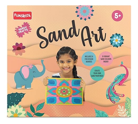 Sand Art Kit, 6 Different Designs, DIY Kit, Art and Craft Set for Kids, Learning, Fun & Engaging Activity for Childrens, Multicolour, Gift Set for Kids, Age 5+ Years