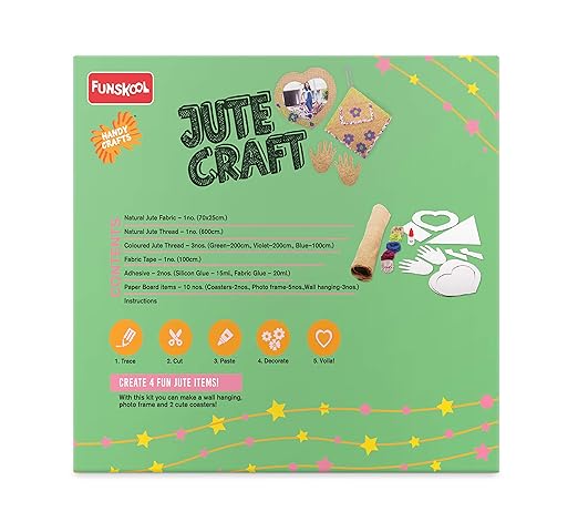 Handycrafts Jute Craft ,Make wall hanging, Photo frame and coasters , Art and Craft Kit, DIY Kit, Ages 5 years and Above, Multicolour