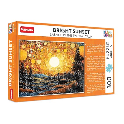 Bright Sunset Jigsaw Puzzle Game for Kids, 300 Pieces, Educational, Learning & Development, Fun Activity Toy for Childrens, Gift Set for Kid