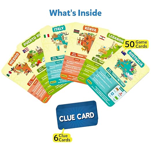 Guess in 10 Countries of the World, Perfect for Boys, Girls, Kids & Families Who Love Card Games, Educational Toys, Board Games, Trivia, Gifts for Ages 8, 9, 10 & Up