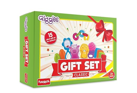 Gift Set Classic, Multicolour Baby Toy Gift Set for New Born, Stack,Nest,Link,Squeakers,Teether,Rattle, 6 Months & Above,