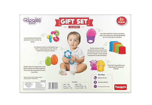 Gift Set Classic, Multicolour Baby Toy Gift Set for New Born, Stack,Nest,Link,Squeakers,Teether,Rattle, 6 Months & Above,