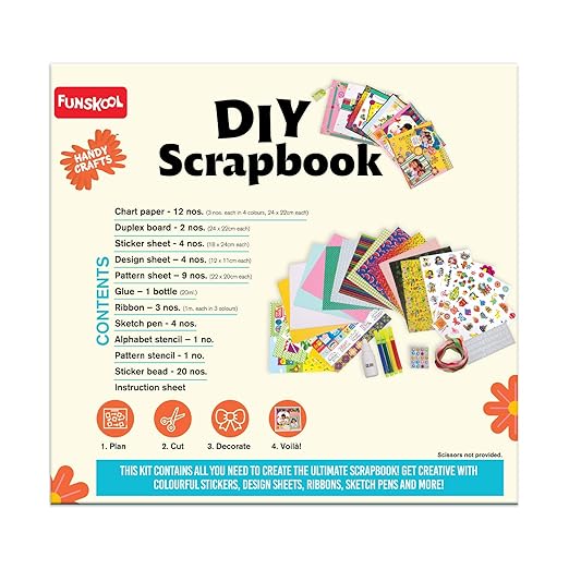 Scrapbook Kit, Stick, Sketch, Design & More, DIY Kit, Art and Craft Set for Kids, Learning, Fun & Engaging Activity for Childrens, Gift Set for Kid, Age 5+ Years